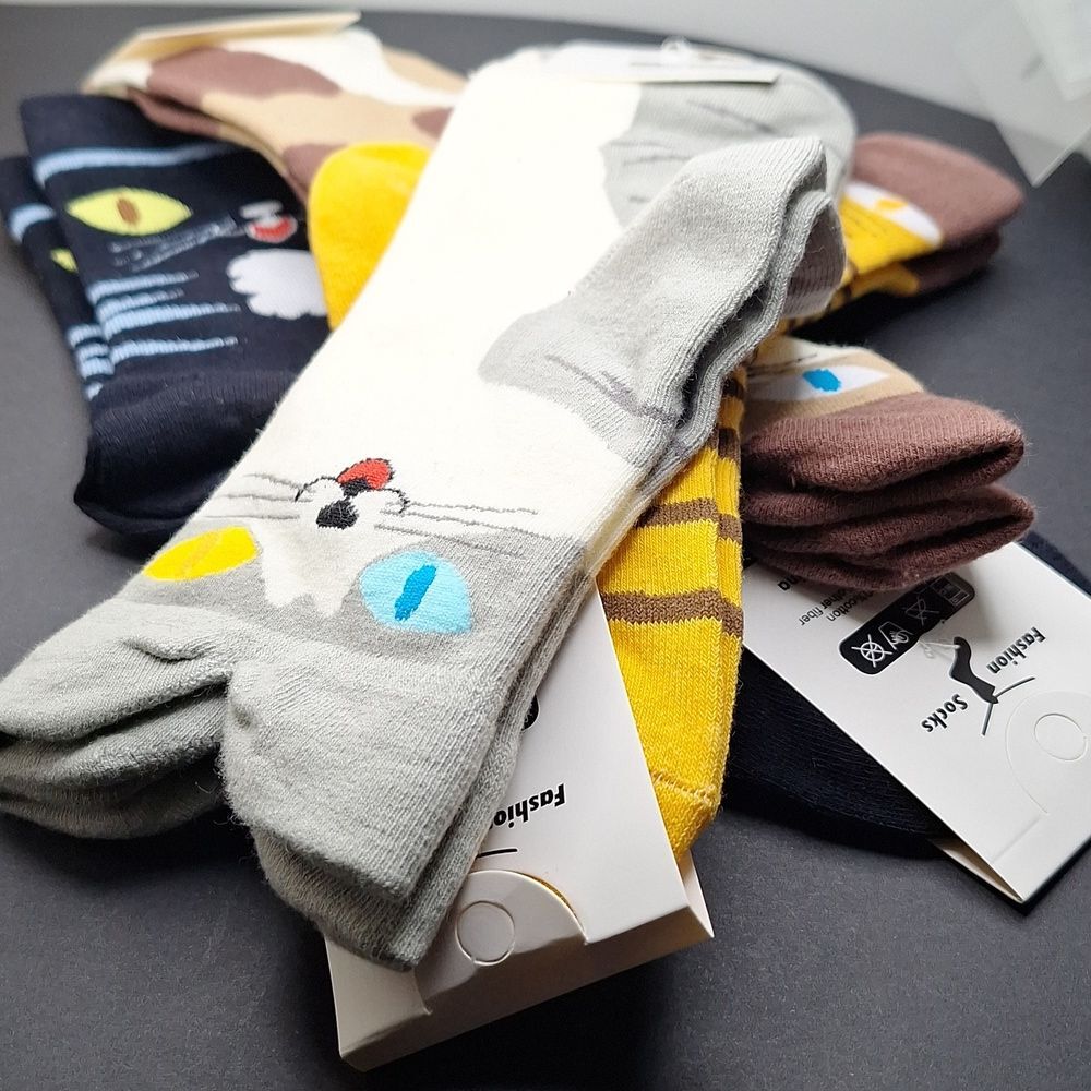 Cat Patterned Socks Set - Multicolor - Picture 4 of 6